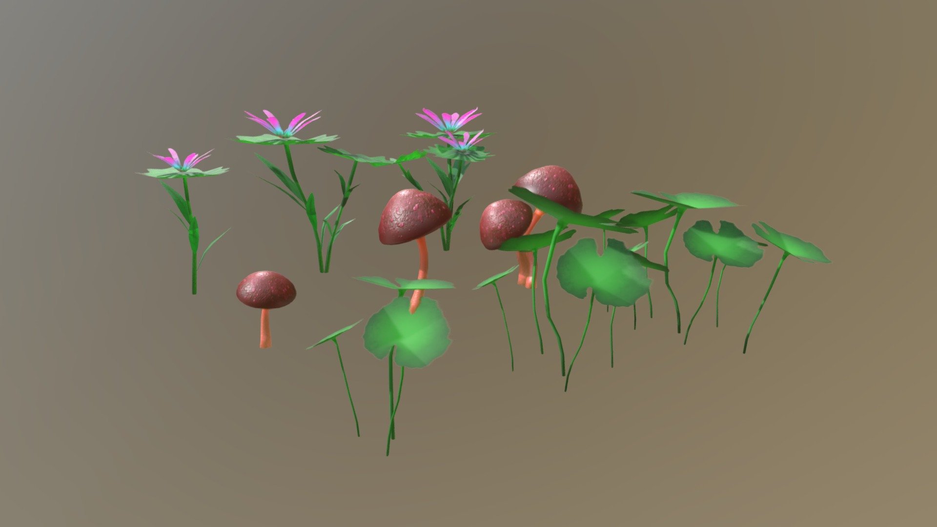 A small collection of strange plants with handpainted textures which were painted with a mouse. You may use this in your work and modify it as you wish. Please credit me if you use it in your work 3d model