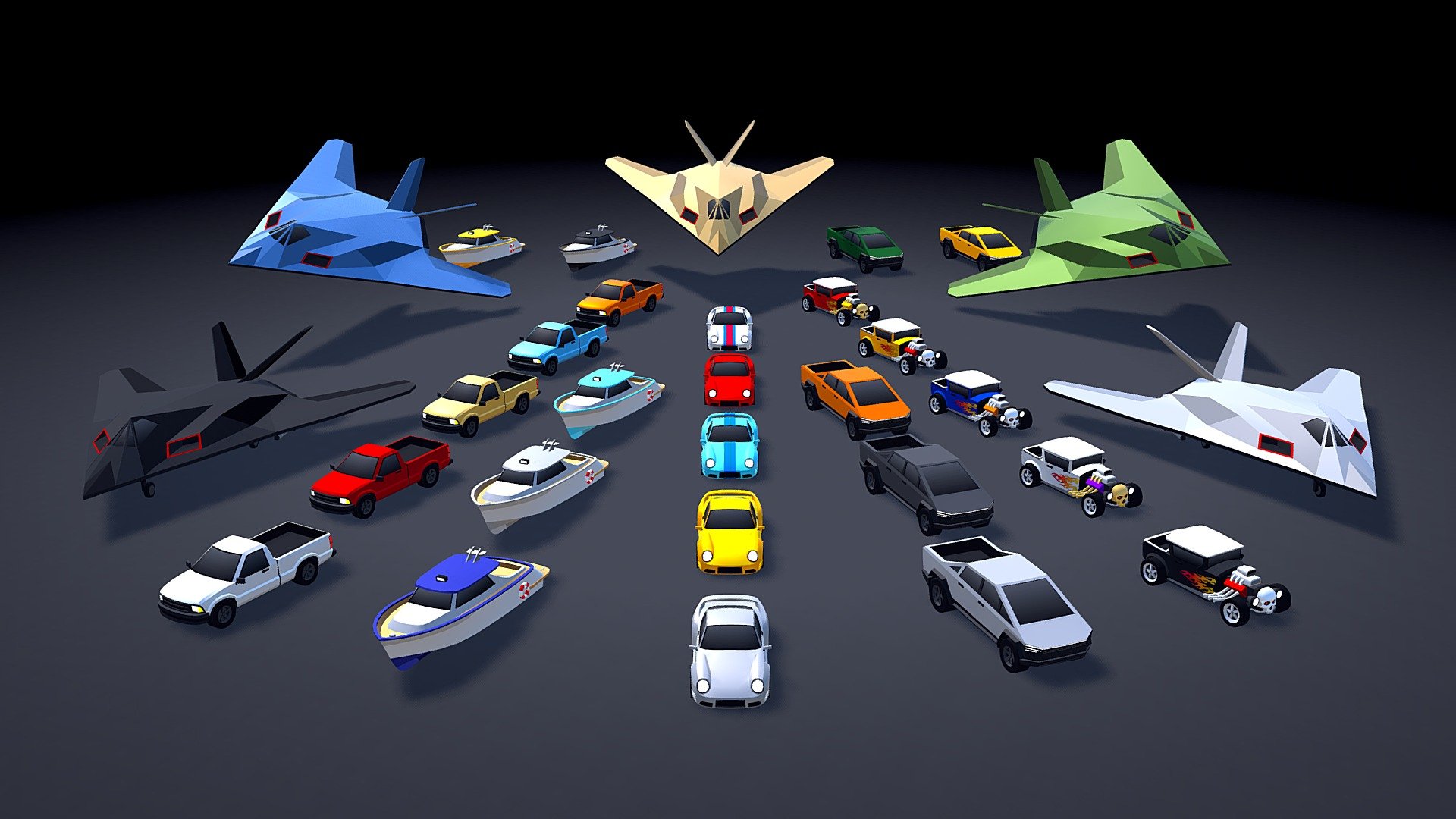 All these vehicles will be added to ARCADE: Ultimate Vehicles Pack in October 7th with no additional cost. Available in Unity3D (in the Unity Asset Store) and Sketchfab (FBX + UNITY Files included).

The update includes war planes, racing cars, trucks and boats!. I hope you like it

Best regards, Mena 3d model