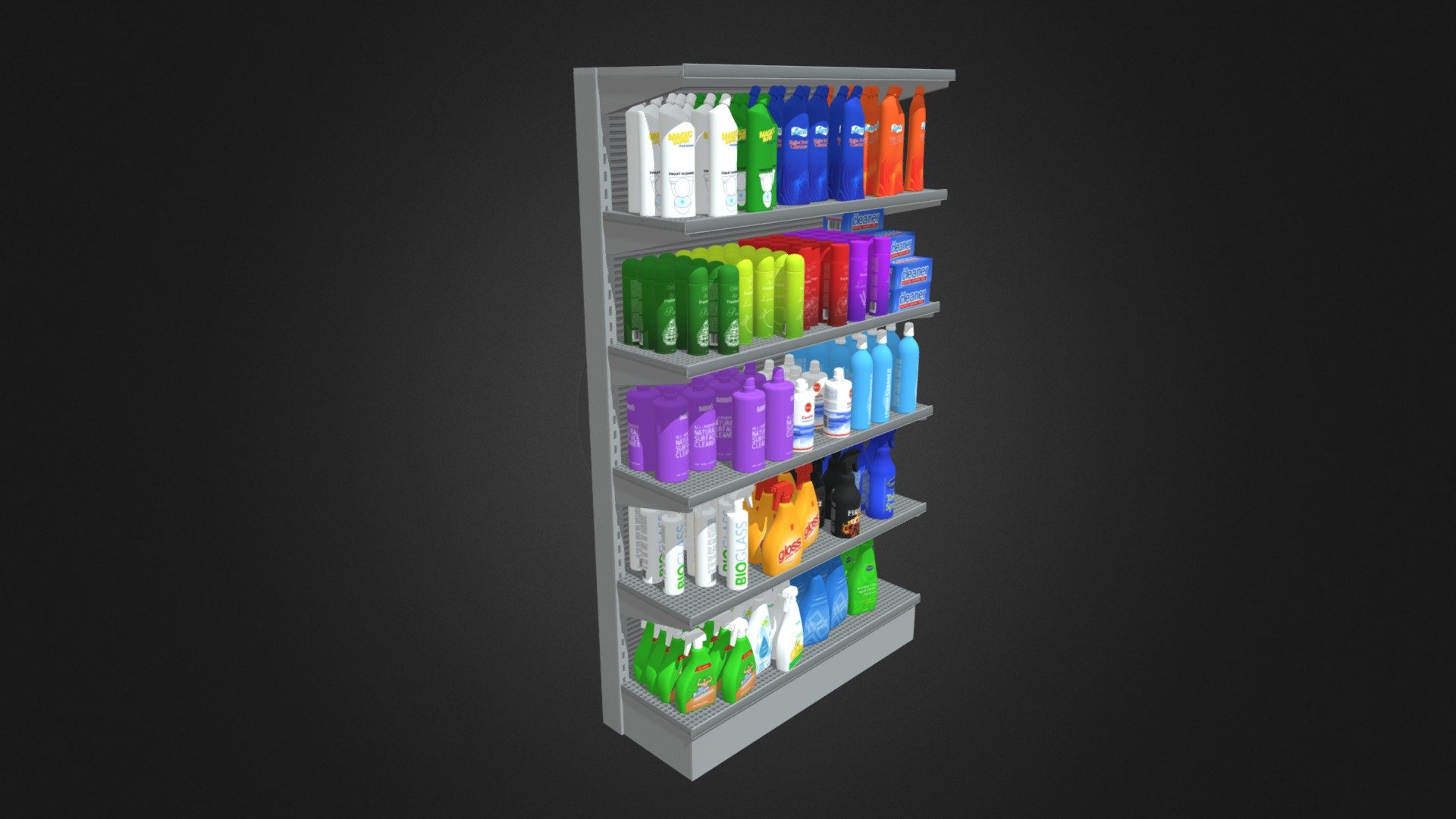 Market Shelf - Cleaning Products - Market Shelf - Cleaning Products - Buy Royalty Free 3D model by cgaxis 3d model