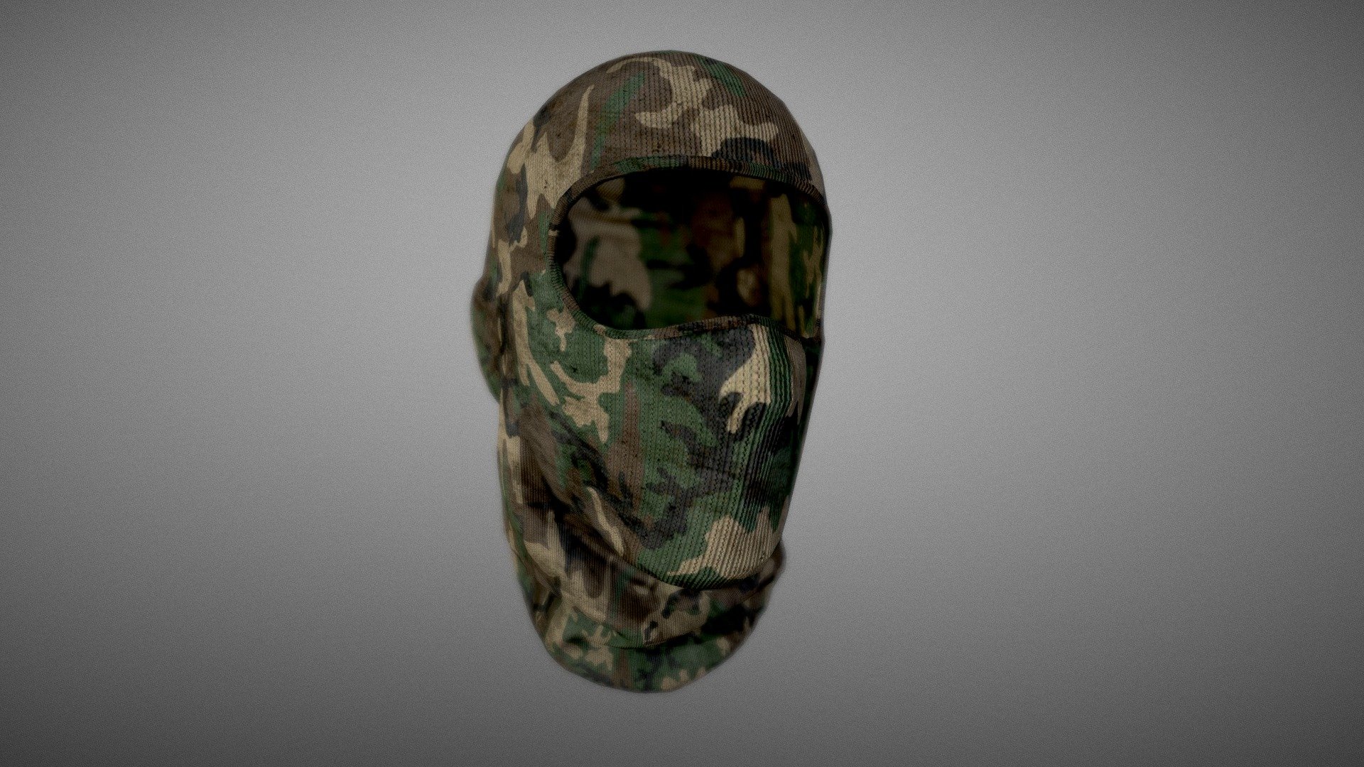 Camouflage balaclava / ski mask. Opened, with one hole. 
Game ready, with non overlapping UVs for both eterior and interior (slightly smaller resolution) 3d model