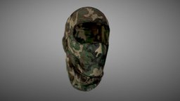 Camouflage balaclava hat, realistic, head, balaclava, headware, game-asset, headwear, character, military, gameasset, gameready
