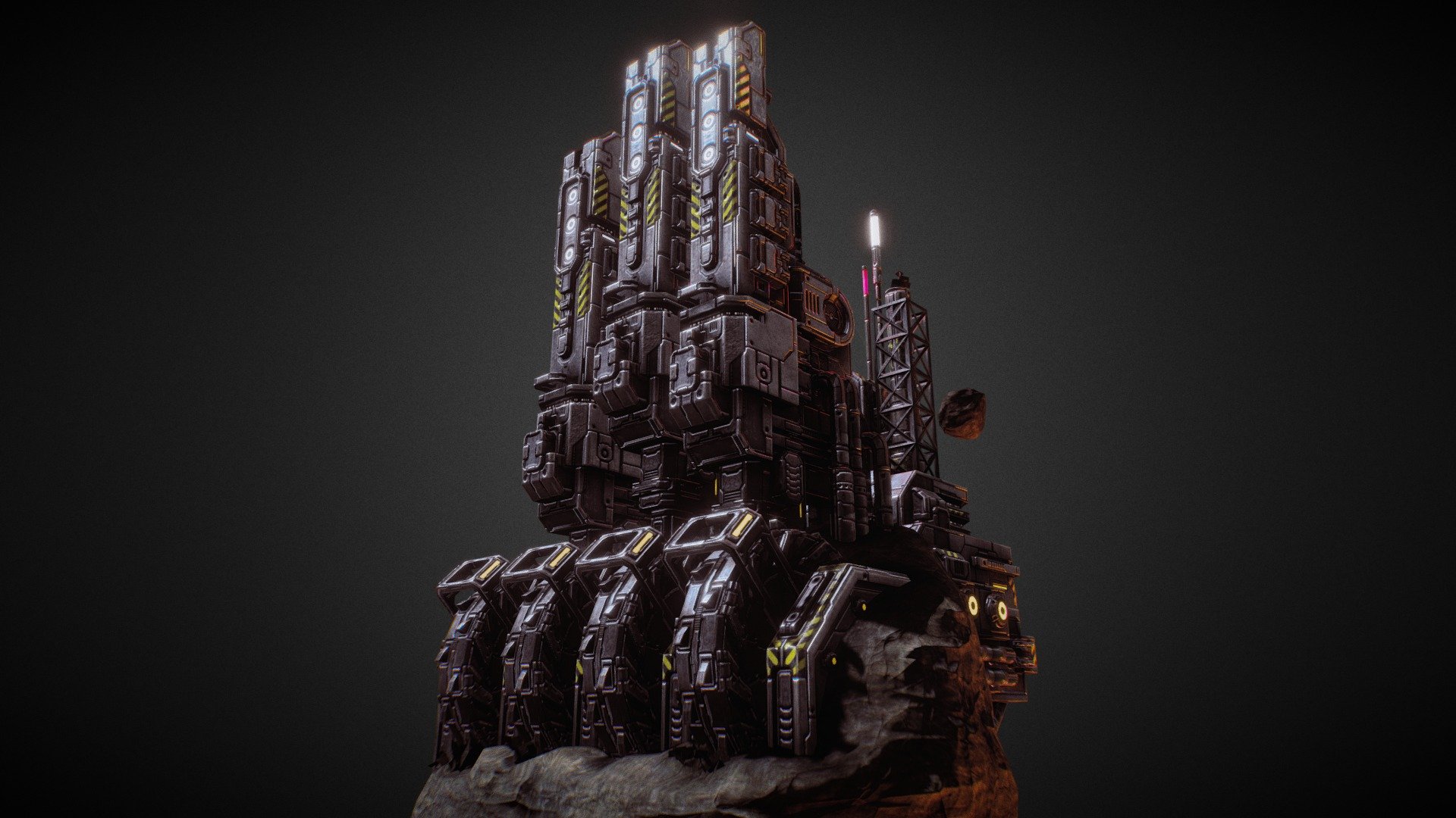 In-game model of a mothership belonging to the Mineworkers Union NPC faction. Learn more about the game at http://starfalltactics.com/ - Starfall Tactics — MWU Mothership - 3D model by Snowforged Entertainment (@snowforged) 3d model