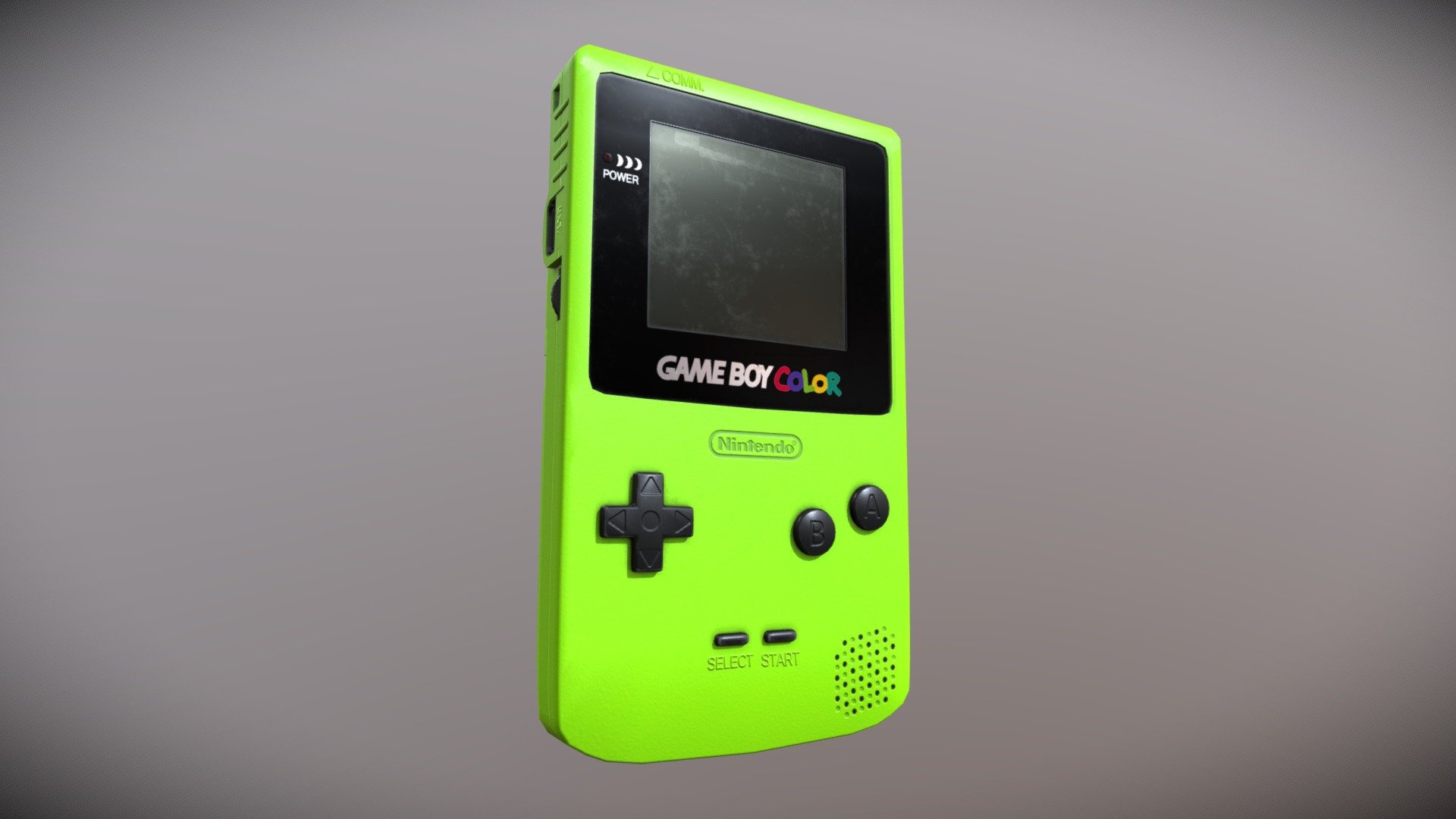 **Green Game Boy Color from 1998's, with custom Evangelion game cartridge on it.
**

Modelled using Blender

Textured in Substance Painter

Check my other stuff:




Instagram: https://www.instagram.com/bilalaika3d/
 - Nintendo Game Boy Color - 3D model by bilalaika 3d model