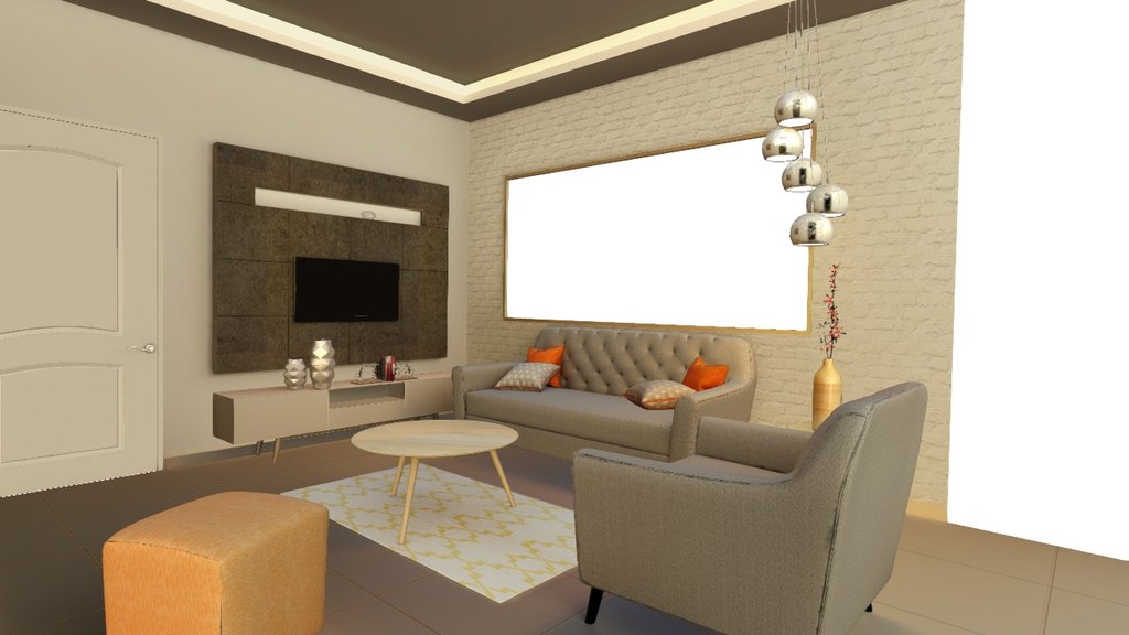 Interior designed living room 3d model