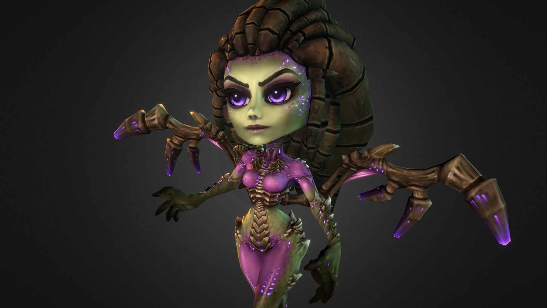 Just a small fan-art piece for a mini Queen of Blades. She may be infested, but that doesn't keep her from being adorable 3d model