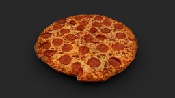 THIN CRUST PEPPERONI PIZZA 3D MODEL food, 3d-scan, pie, italy, newyork, meal, italian, remake, pizza, lunch, cheese, pepperoni, fast-food, 3deveryday, photogrammetry, scan