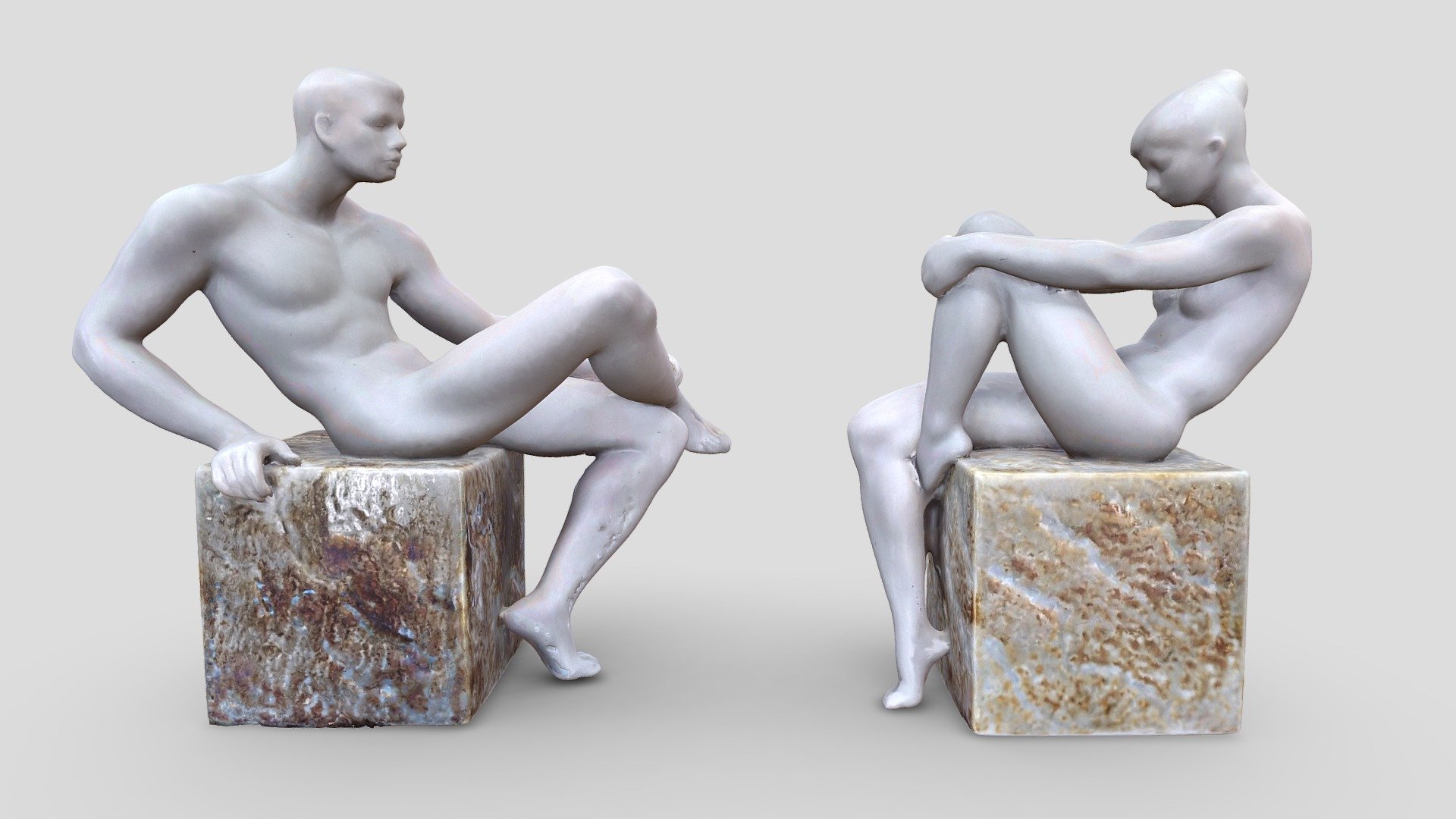 First tests with Revopoint POP 3. Originals were 1.8M tris, reduced to around 100k each - Man and Woman Figurines - Buy Royalty Free 3D model by Aupuma 3d model