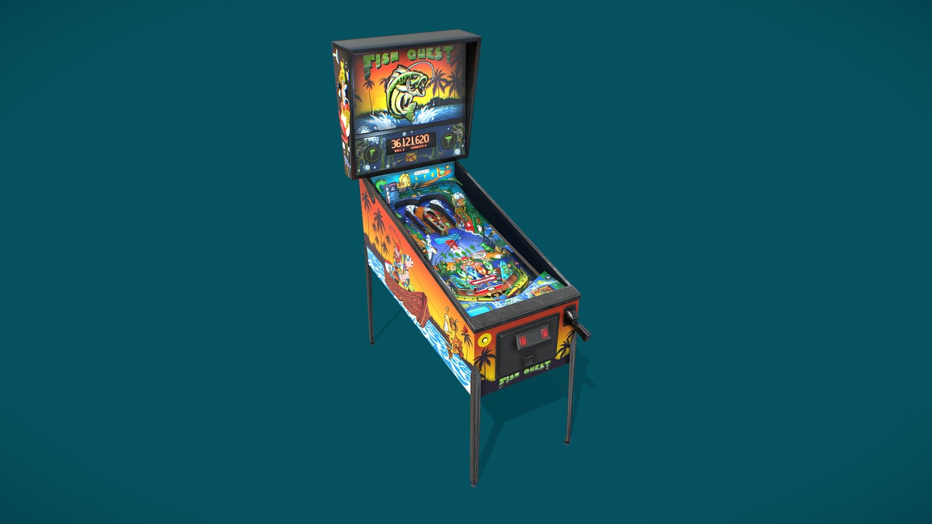 High detail Low poly pinball with 4096 x 4096 textures and 6555 polys only made with quads. This machine of enjoy will enrich your basements and create the perfect retro atmosphere for your projects and dreams 3d model