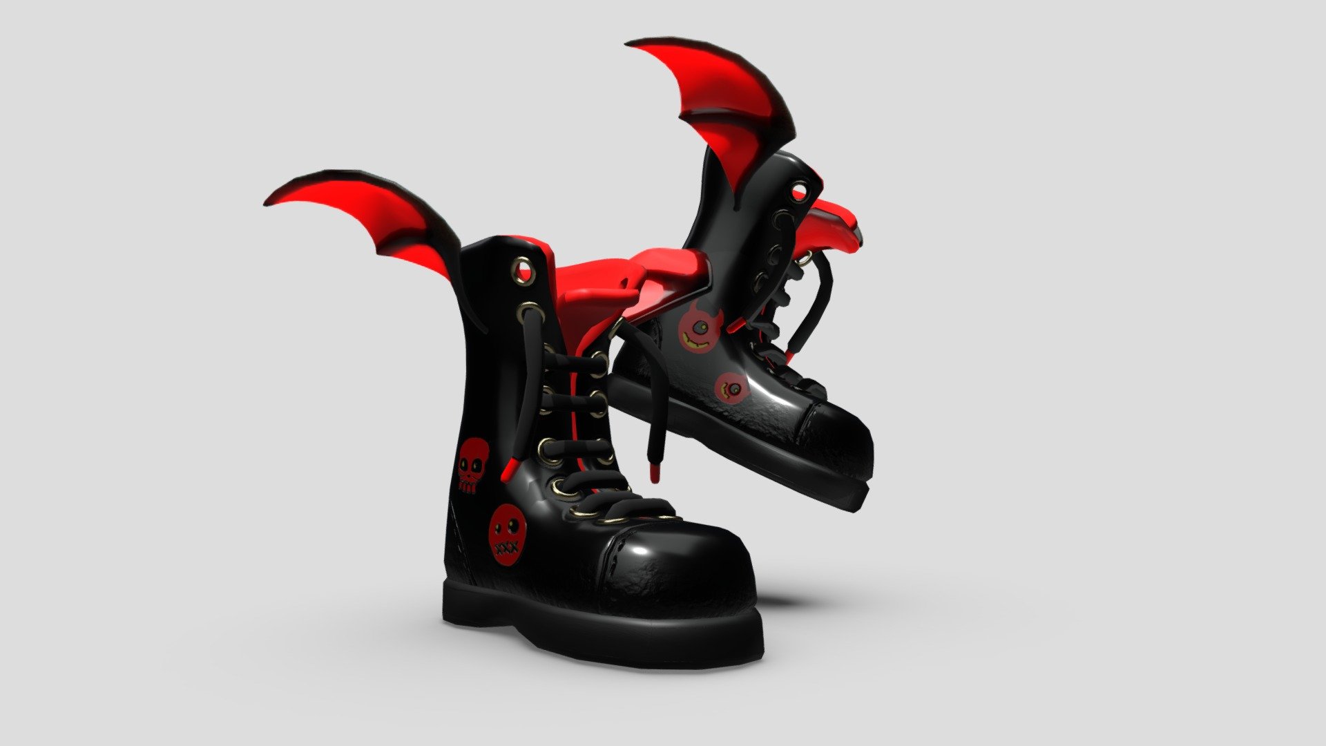 Winged Boots - Black - Buy Royalty Free 3D model by Chaitanya Krishnan (@chaitanyak) 3d model