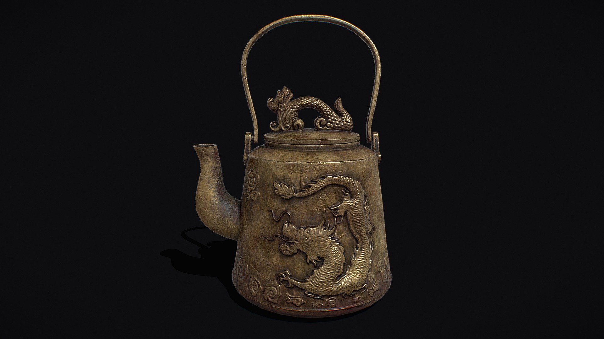 Antique Chinese Dragon Teapot 3D Model PBR Texture available in 4096 x 4096 Maps include : Basecolor, Height, Normal, Roughness, and Metallic. Customer Service Guaranteed. From the Creators at Get Dead Entertainment. Brief Teapot History: The teapot was invented in China during the Yuan Dynasty. It was probably derived from ceramic kettles and wine pots, which were made of bronze and other metals and were a feature of Chinese life for thousands of years. &hellip; In the Tang Dynasty, a cauldron was used to boil ground tea, which was served in bowls. The world owes tea to the Chinese, but the design of the teapot to the Europeans. The first ceramic teapots were heavy with short straight replaceable spouts. These teapots broke easily, so at the beginning of the 18th century the East India Company (the main tea importers) commissioned Chinese artists to create teapots to the company's design 3d model