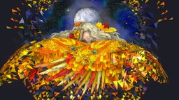 Animated 3D Illustration Blonde with Wings face, virtual, sky, moon, flying, image, pen, portrait, clouds, wings, flowers, god, flight, night, goddess, hawk, stars, 2d, head, woman, parallax, feather, blonde, illustration, moonlight, lowpolyart, headlight, blondie, 3dillustration, girl, book, art, lowpoly, fly, animated, blue, human, space, gold, "wing", "weightlessness", "footer"