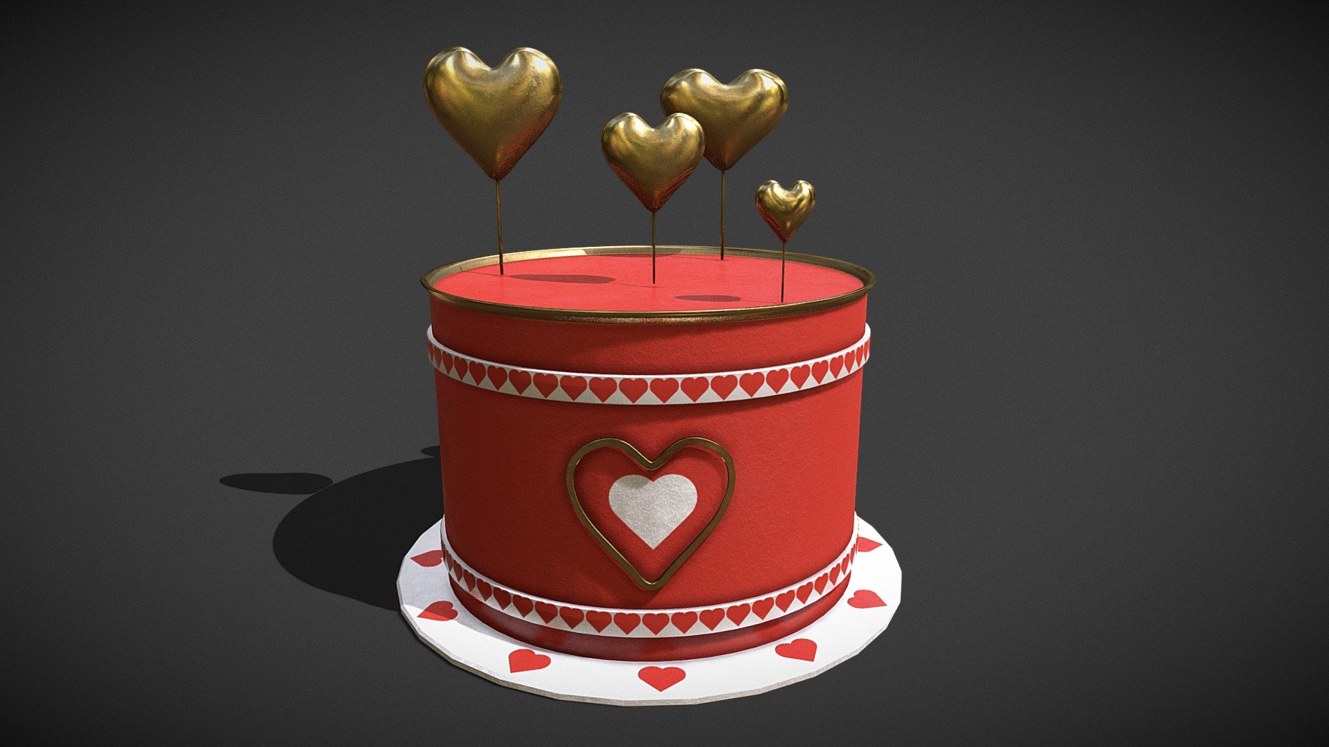 Red And White Heart Balloon Cake
VR / AR / Low-poly
PBR approved
Geometry Polygon mesh
Polygons 5,212
Vertices 5,495
Textures 4K - Red And White Heart Balloon Cake - Buy Royalty Free 3D model by GetDeadEntertainment 3d model