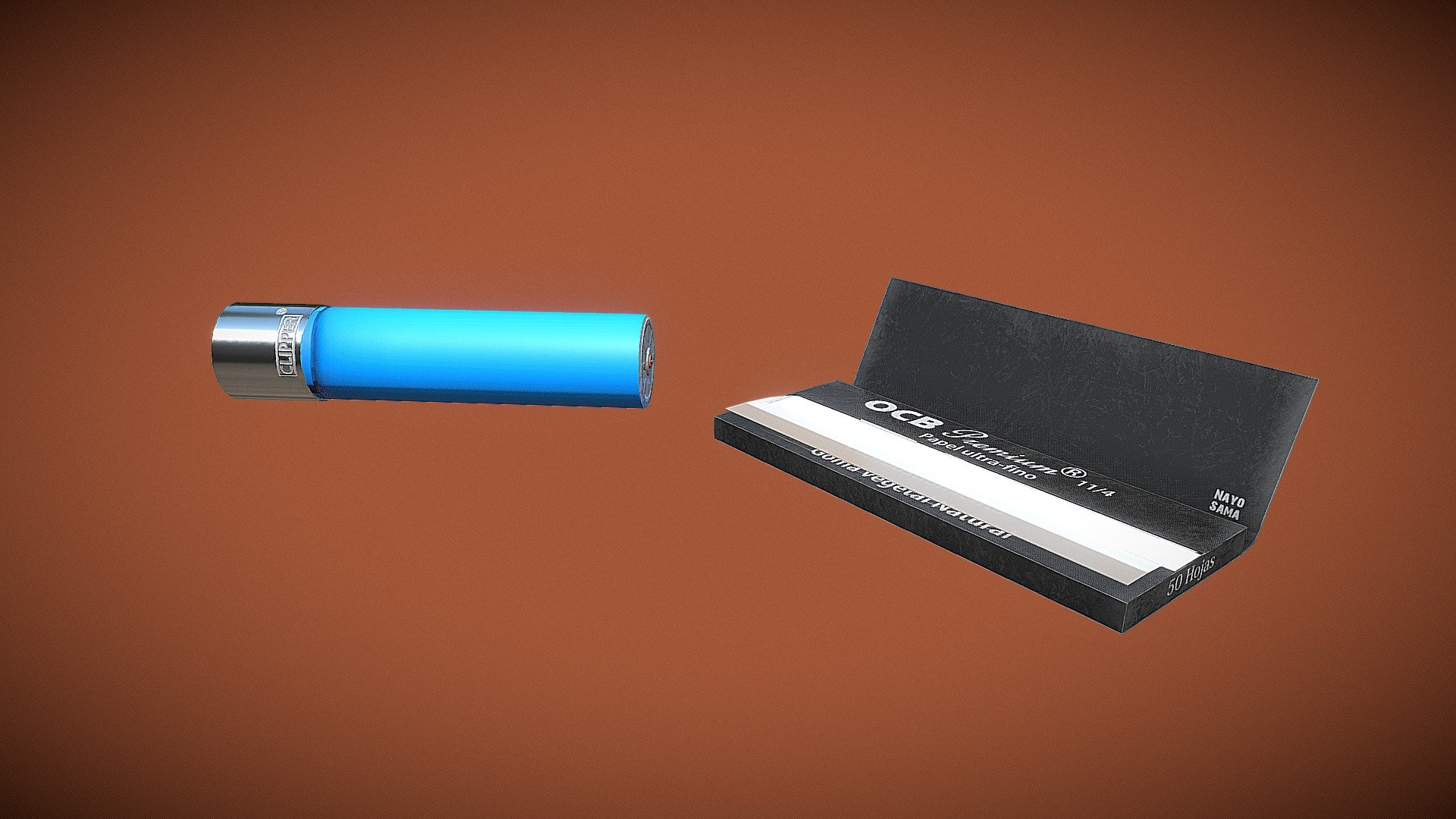 Lighter and Rolling Paper.
Made in 3dMax Painted in Substance Painter 3d model