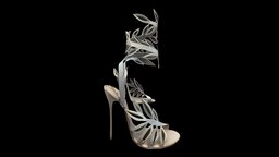 Crystal Leaves Straps High Heel Sandals diamonds, gladiator, princess, high, olive, heel, fashion, girls, wedding, silver, crystals, shoes, sandals, queen, beautiful, womens, elegant, bridal, pbr, low, poly, female, leaves, gold