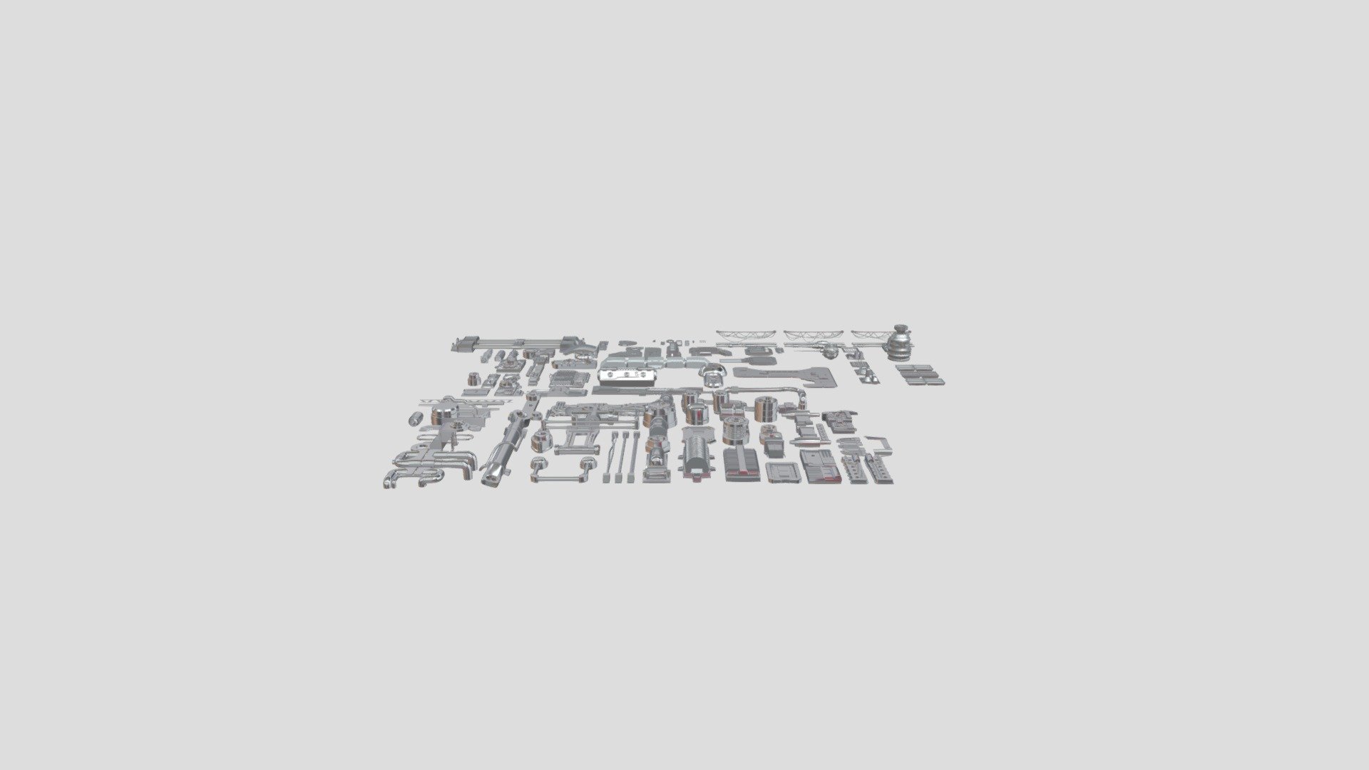Here is my third Greeble Kit Bashing set. 

The geometry is fairly clean in parts, but can be cleaned up. Its for kit-bashing or concept renders and not meant to be production ready. However, if you'd like to make it production ready you can under a Freelance/Studio license.

I have not use subsurface on any of these meshes. Below is an example of using some of the pieces.

Not included
UV maps
Perfect topology
Polycount optimization  

Jump over to Youtube.com/markom3d to see some of these assets in action. 

You are able to download either in .blend or .FBX! - Scifi Kitbashing Set 3 - Buy Royalty Free 3D model by markom3d 3d model