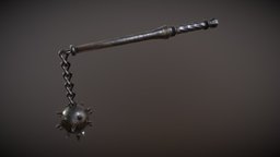Ornamented Iron Flail ancient, medieval, melee, antique, morningstar, mace, metal, realistic, iron, chain, decorated, flail, substancepainter2, weapon, pbr, blender3d, fantasy