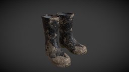 Rubber Boots Dirty games, household, unreal, boots, rubber, unity, game, pbr, lowpoly