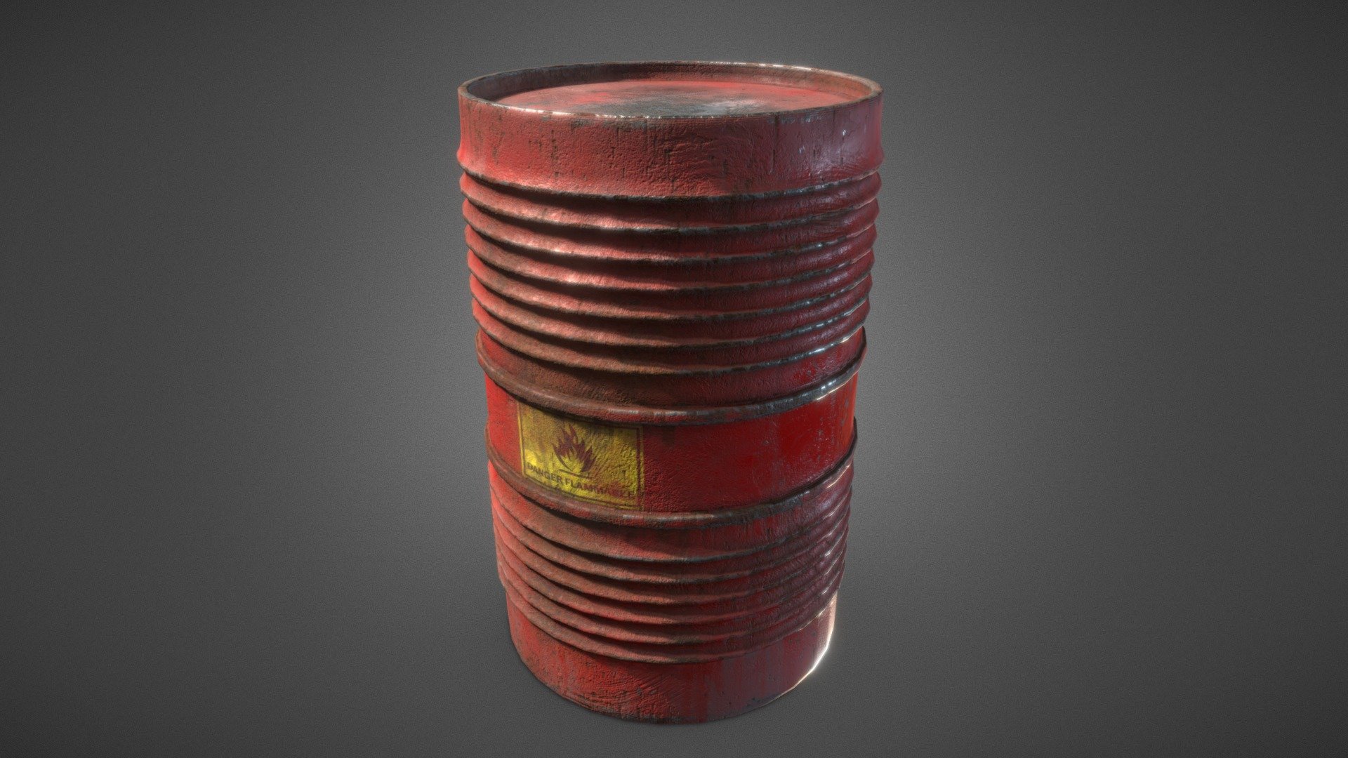 This is a 3d model of a red explosive barrel that i made for an environment, modeled in blender and textured in substance painter, hope you like it! - Dirty red barrel 3d model - 3D model by IPfuentes 3d model