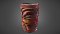 Dirty red barrel 3d model red, barrel, rusty, explosion, explosive, old, industrial