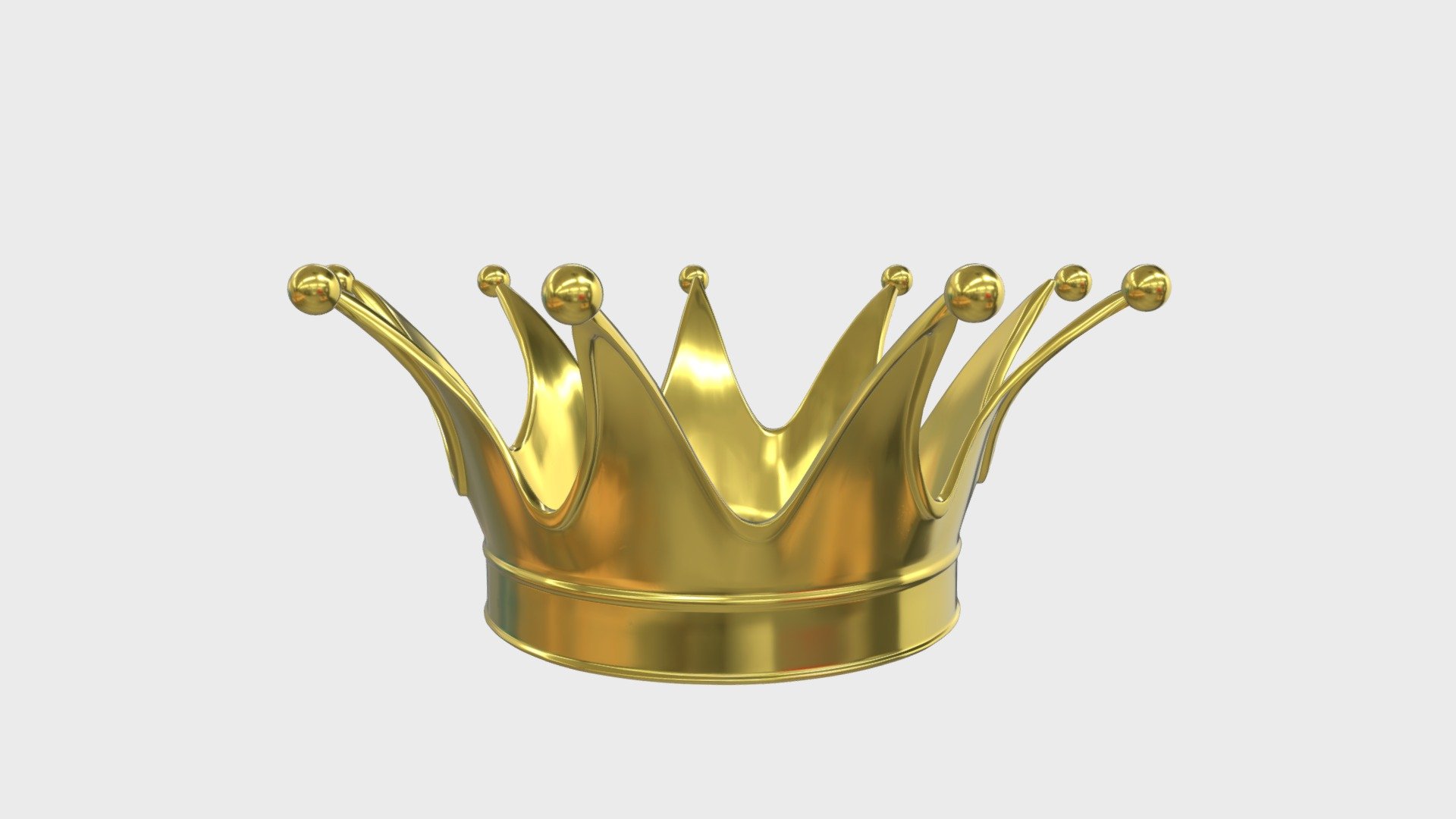 === The following description refers to the additional ZIP package provided with this model ===

Gold crown 3D Model, nr. 3 in my collection. Production-ready 3D Model, with PBR materials, textures, non overlapping UV Layout map provided in the package.

Quads only geometries (no tris/ngons).

Formats included: FBX, OBJ; scenes: BLEND (with Cycles / Eevee PBR Materials and Textures); other: png with Alpha.

1 Object (mesh), 1 PBR Material, UV unwrapped (non overlapping UV Layout map provided in the package); UV-mapped Textures.

UV Layout maps and Image Textures resolutions: 2048x2048; PBR Textures made with Substance Painter.

Polygonal, QUADS ONLY (no tris/ngons); 24588 vertices, 24570 quad faces (49140 tris).

Real world dimensions; scene scale units: cm in Blender 3.1 (that is: Metric with 0.01 scale).

Uniform scale object (scale applied in Blender 3.1) 3d model