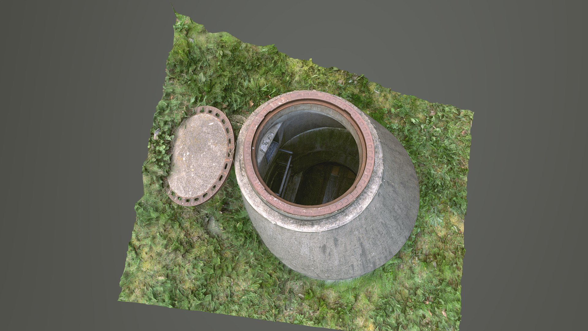 Open sewer hatch concrete manhole cover with underground interior drain canal part in a park, water flowing inside

photogrammetry scan (260 x 24MP) - Sewer hatch concrete cover with underground part - Buy Royalty Free 3D model by matousekfoto 3d model