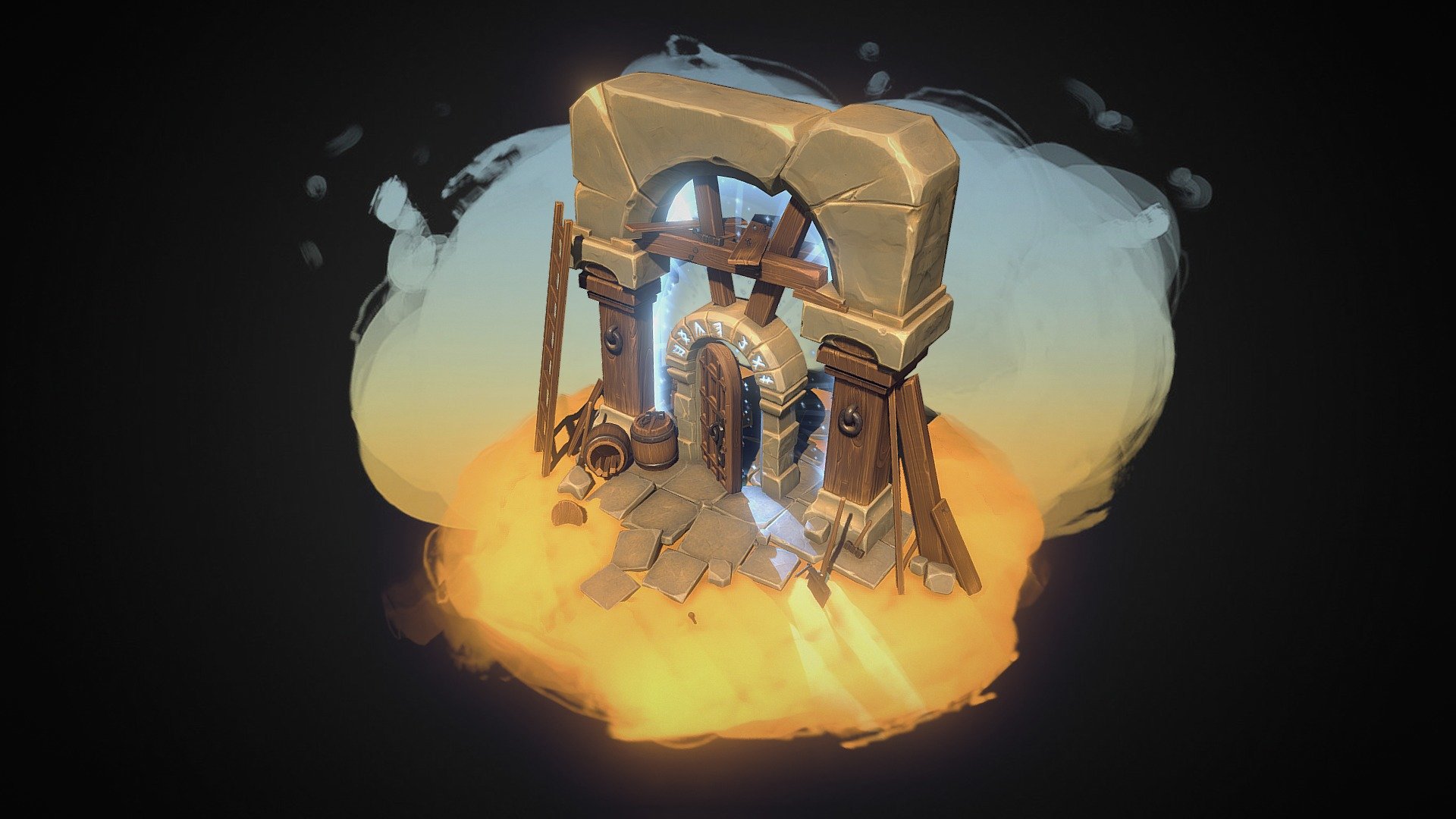 Glad that i've finished this haha. Here is WIP thread on Polycount: http://polycount.com/discussion/190290/wip-desert-portal

More info like sculpts shots and textures on artstation: https://www.artstation.com/artwork/zeAEm
Hope you will like it :) - Desert Portal - 3D model by qwedeath 3d model