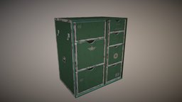 Military portable cabinet Low-poly 3D frame, bench, stand, bunker, industry, furniture, stall, drawer, counter, cabinet, old, iron, cupboard, venon, game, pbr, military, industrial, steel, tatolima
