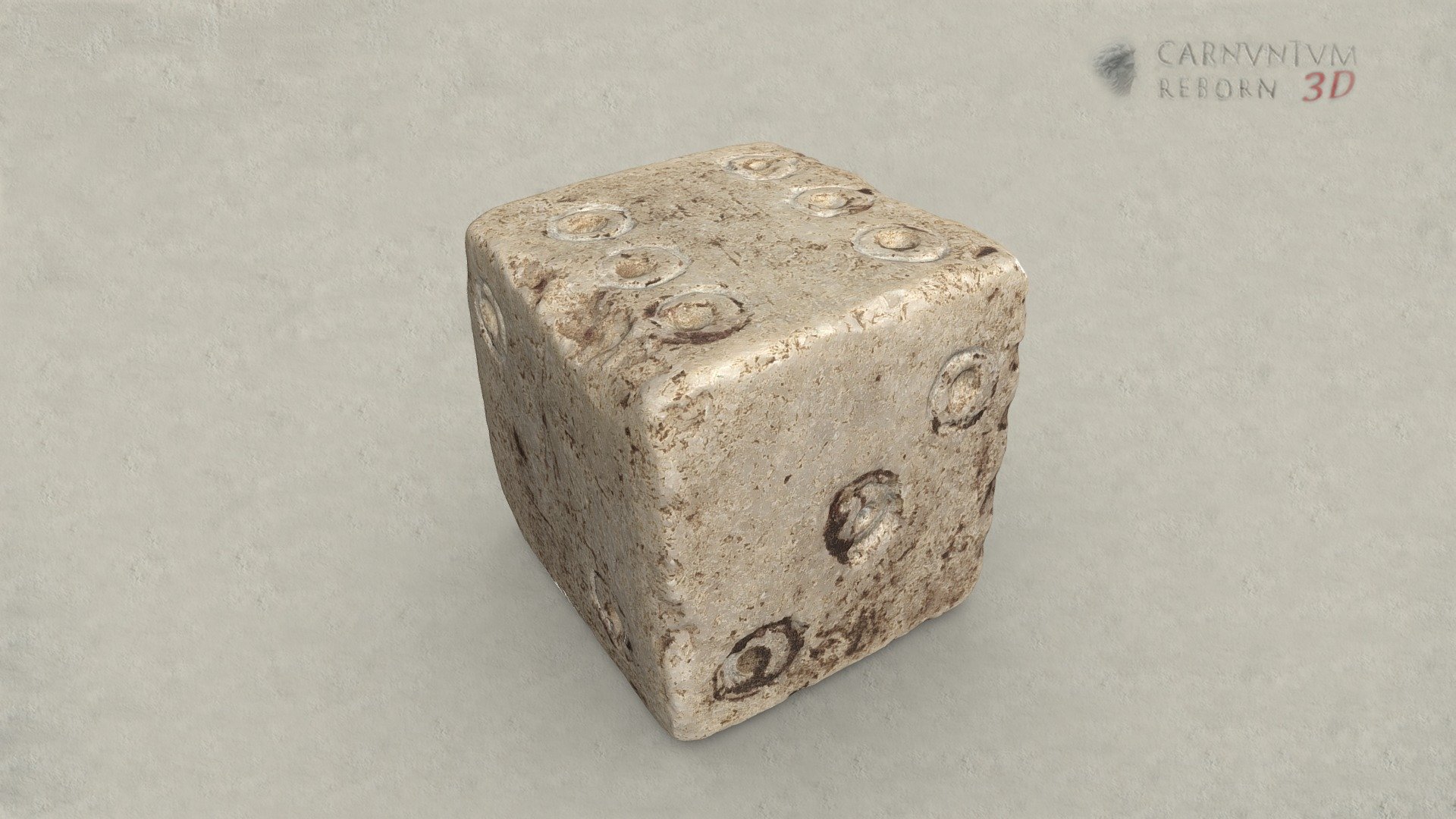 Roman dice with circular eyes. Marble; side length 2,2-2,4 cm.

Model: © Landessammlungen Niederösterreich, Niederösterreich 3D - Würfel - 3D model by noe-3d.at (@www.noe-3d.at) 3d model