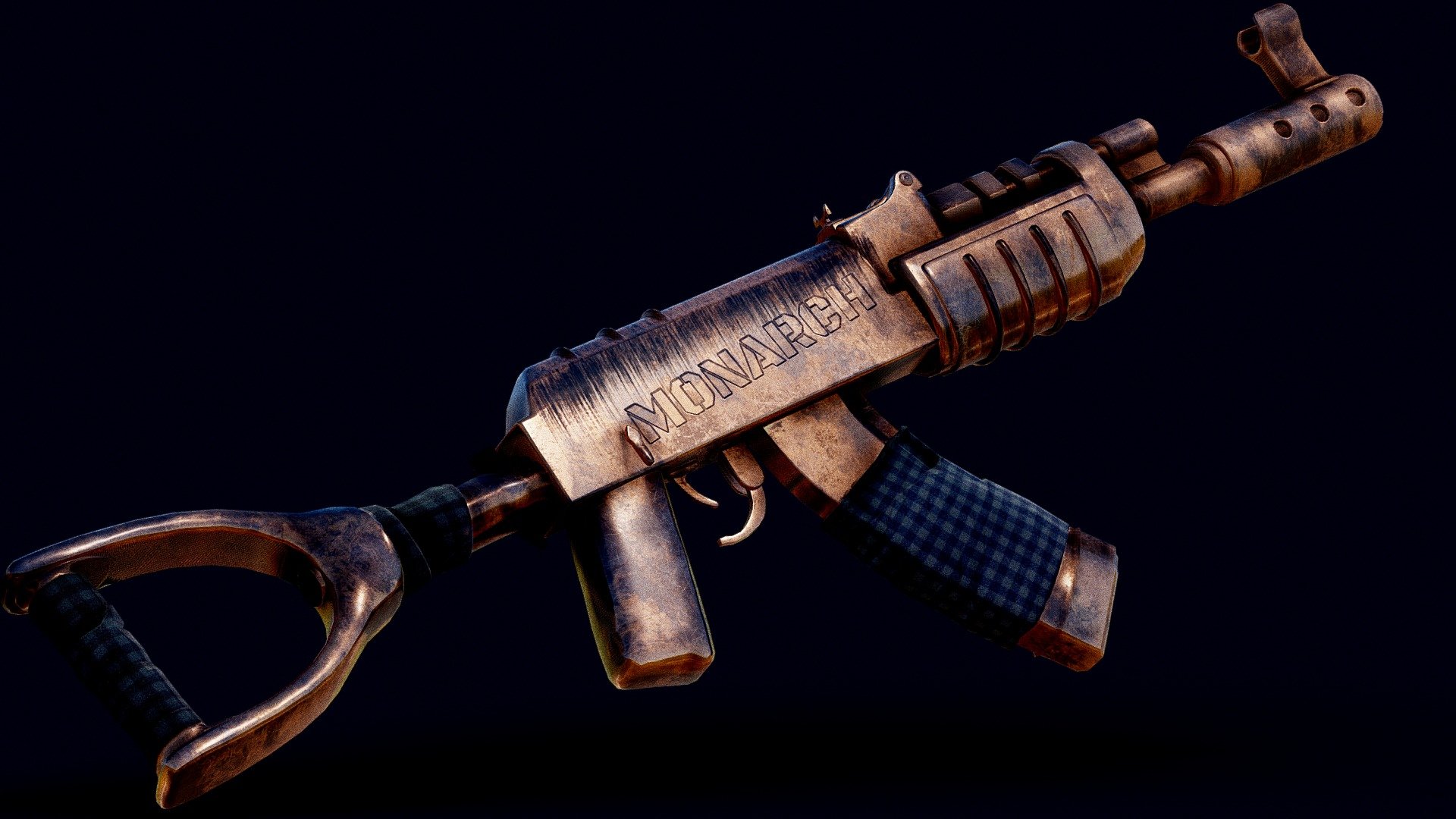 custom skinned ak47 - Custom Bronze - AK47 - Buy Royalty Free 3D model by Monarch (@monarchpbr) 3d model
