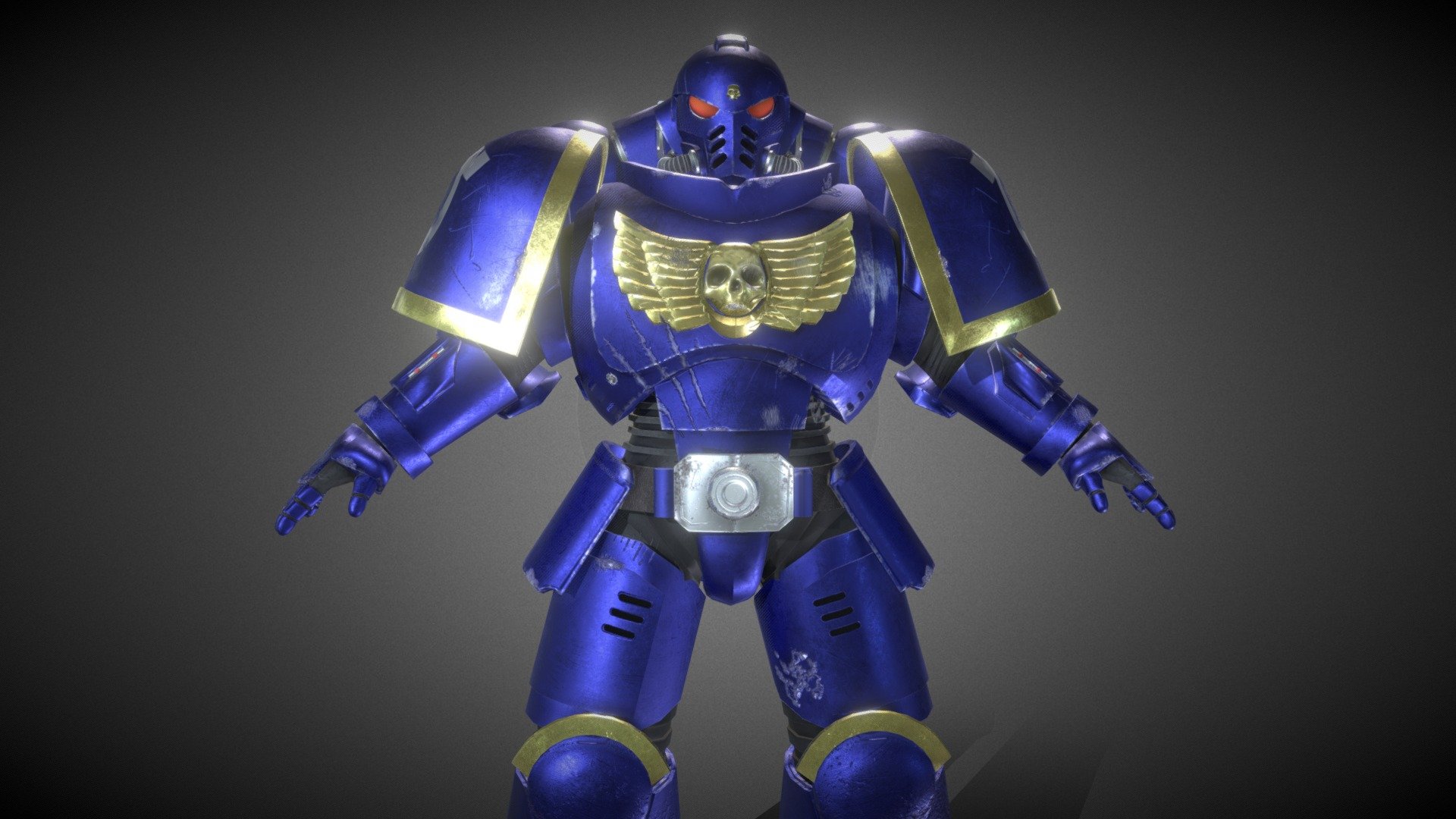 Game Ready Space Marine from Warhammer 40k franchise, ready to rig with high-quality textures 3d model