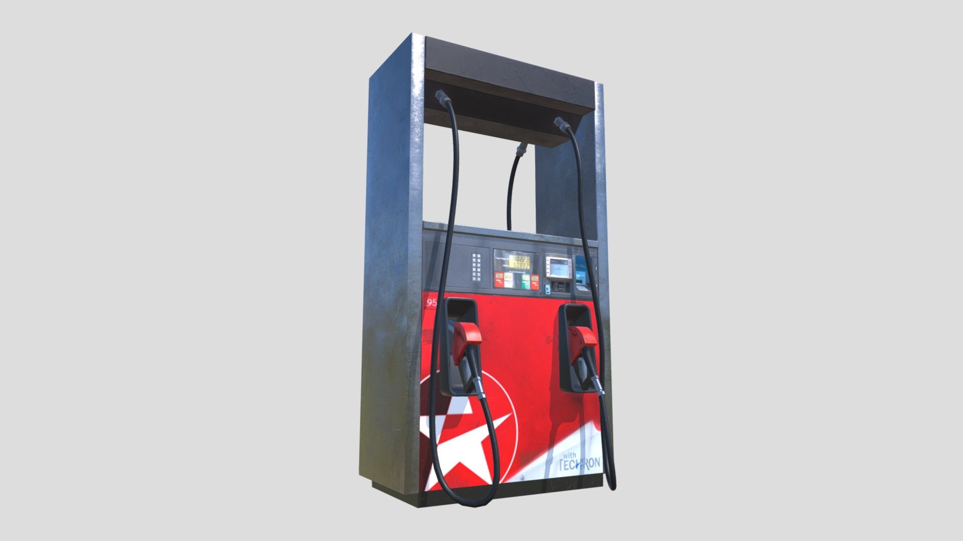 Fuel dispenser is a machine to pump gasoline, diesel, or other liquid fuels. Also known as fuel pumps.

Model in blender
Texture in substance - Caltex Fuel Dispenser Pump - 3D model by Pert Doherty (@pertdoherty) 3d model