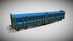 Mm5 Roos Freight wagon with Blue Pipes transportation, transport, wagon, trains, freight, pbr, highpoly