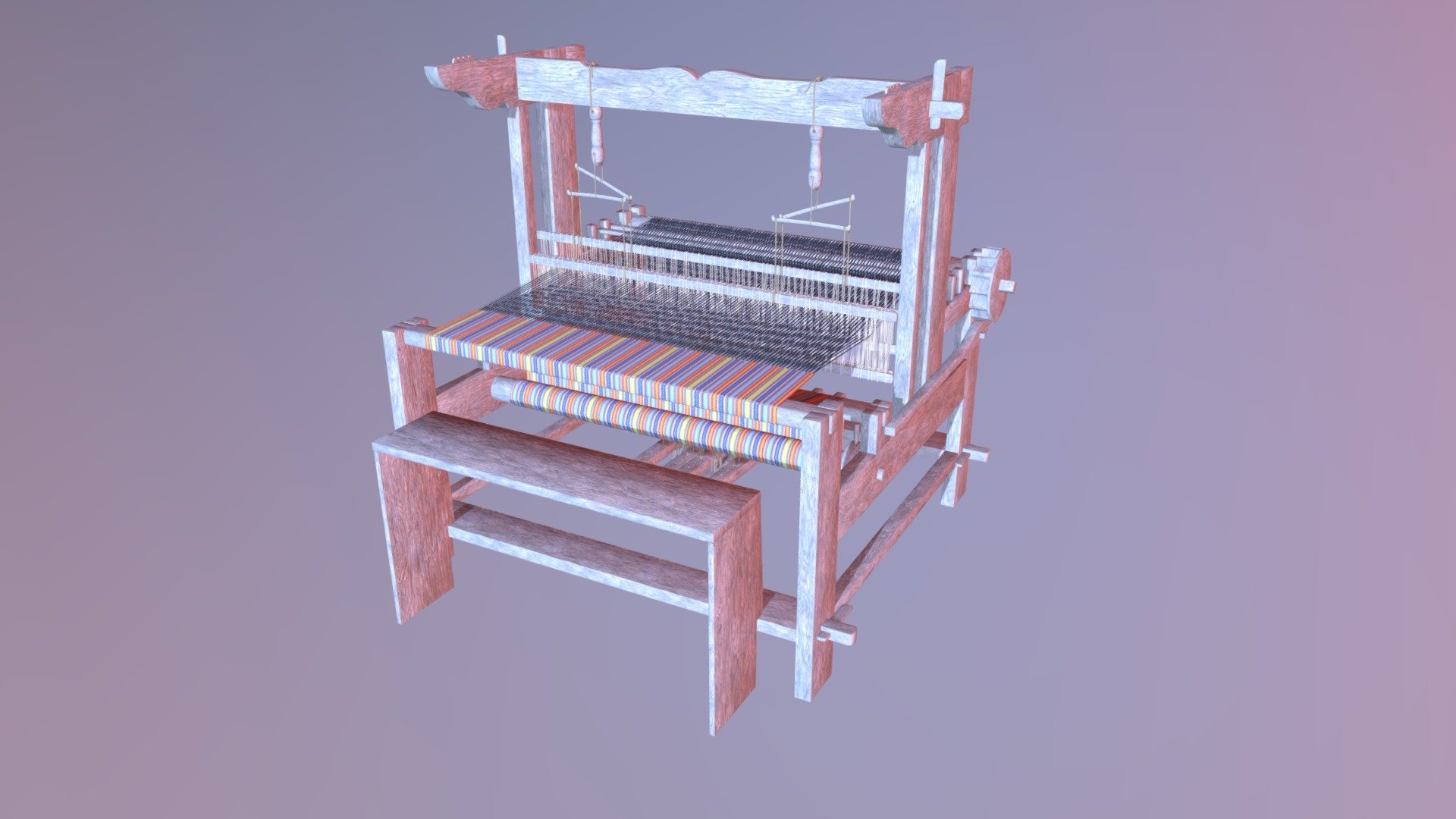 Animated old traditional Latvian loom. The animation was based entirely on how a real loom like this operates 3d model