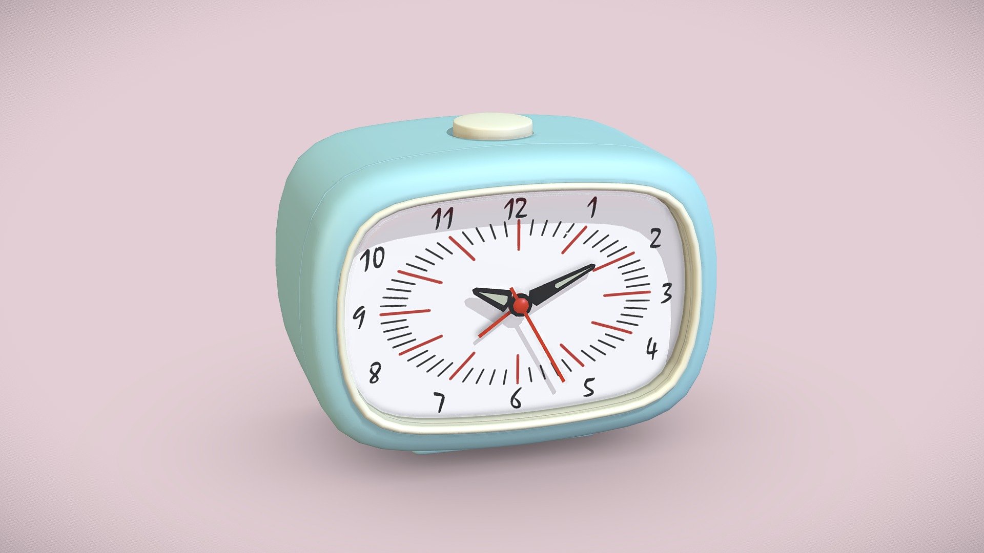 A vintage blue plastic alarm clock  from the 60s 3d model