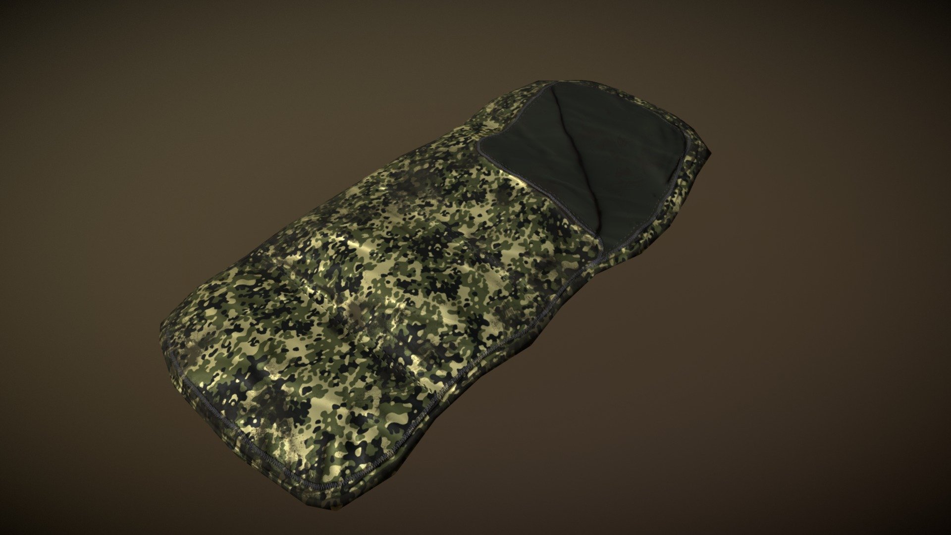 A civilian sleeping bag in military look.

The sleeping bag is low poly and gameready 3d model