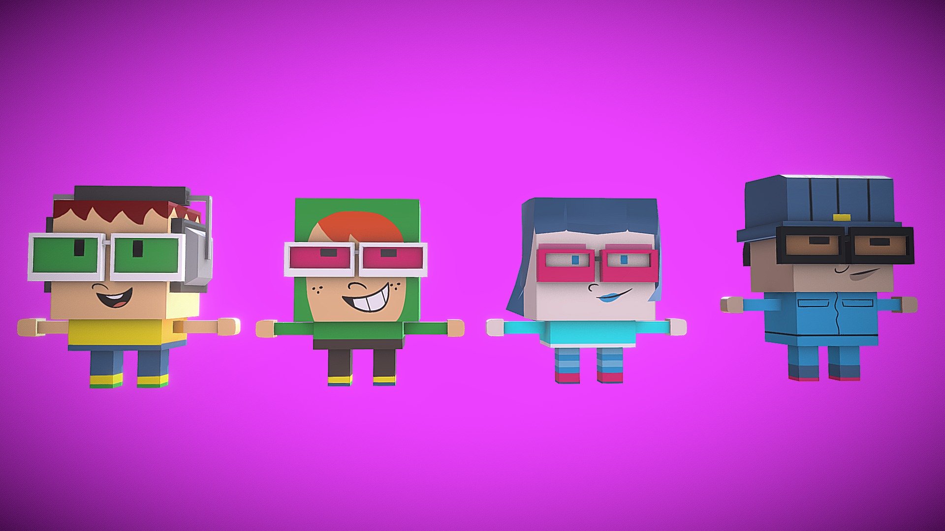 Block Characters - 3D model by Spuke Animation (@spukeanimation) 3d model