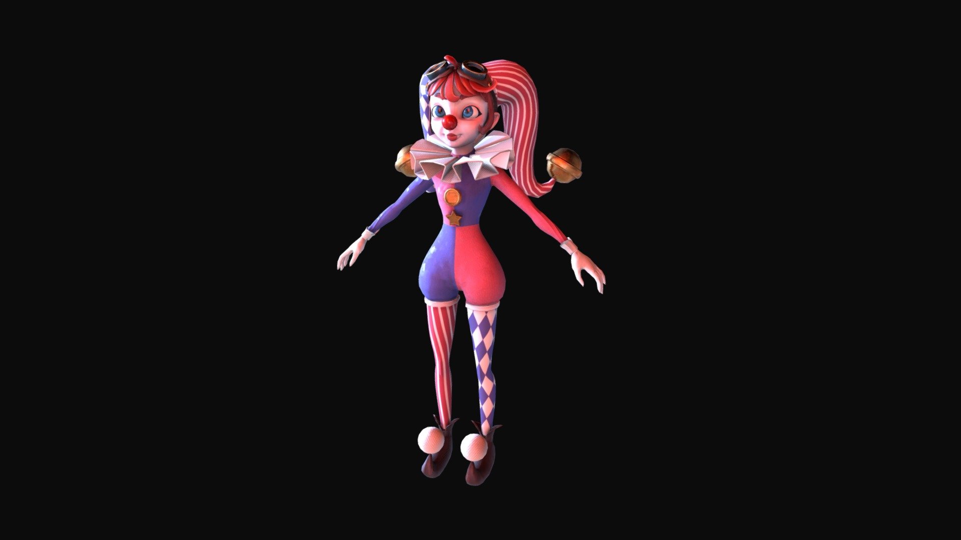 This is a character model I made for a circus themed game project called &lsquo;Loopy is Late'. This project was part of my study's curriculum.
Everything took me about 1 and a half weeks to make in total. It was really nice to see the concept of Loopy come to life!
I still have a lot to learn so feedback is always welcome! - Loopy the Clown - 3D model by Luna Bilani (@LunaBilani) 3d model