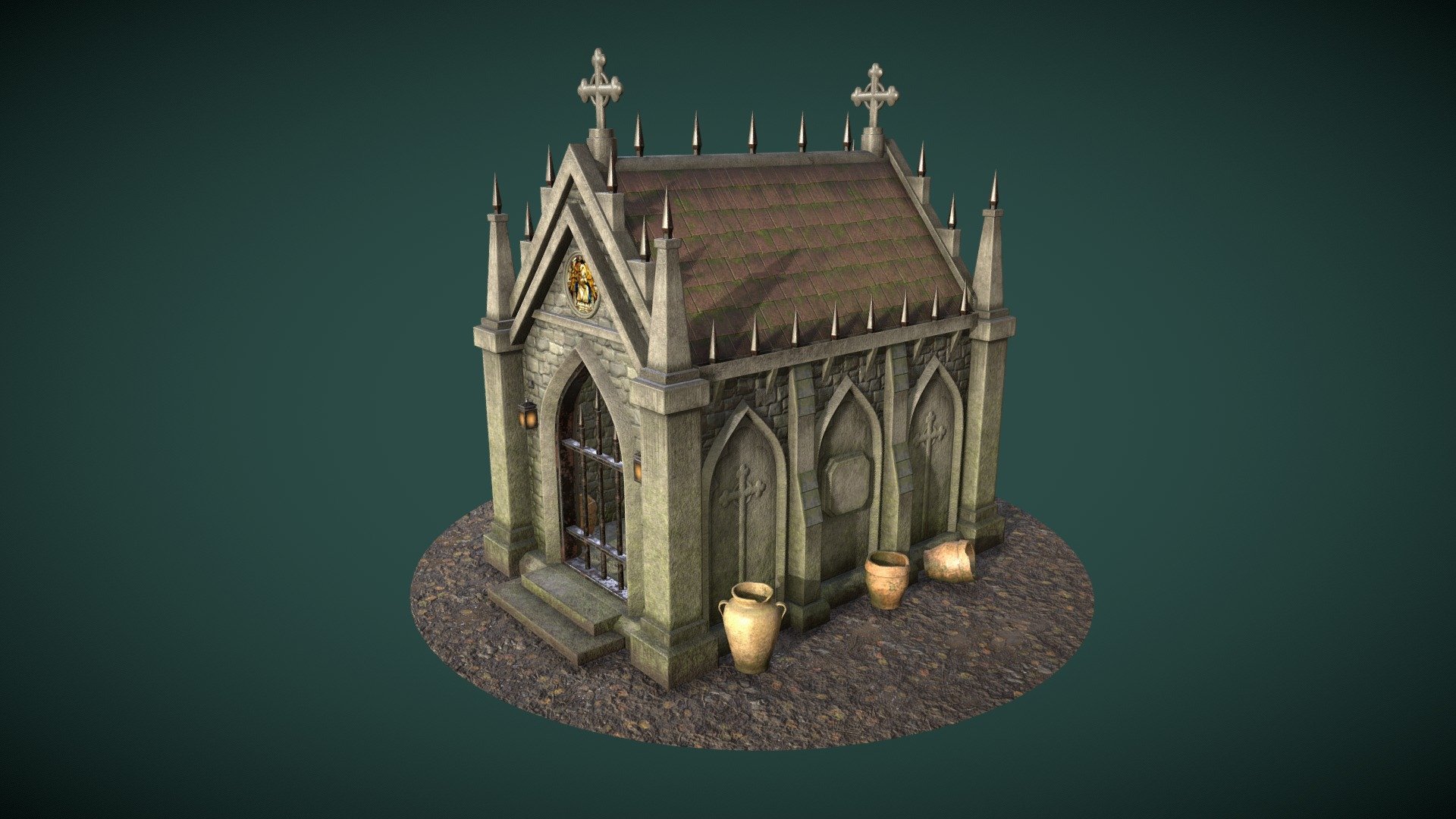 A Gothic Mausoleum inspired by mausoleums in London cemeteries. This was modeled in Maya and textured using Substance Painter 3d model