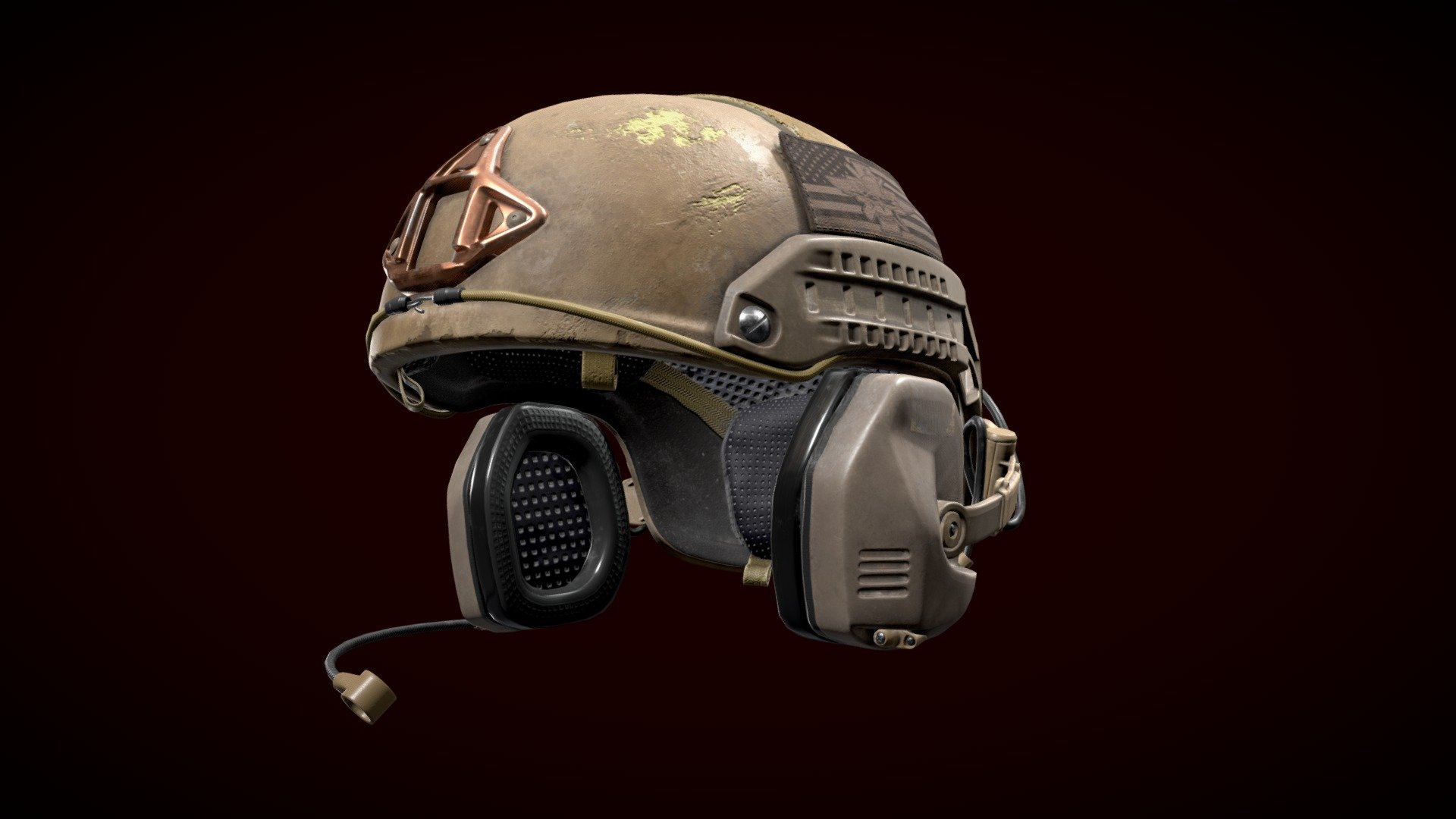 Military helmet with tactical headset made at Digital Arts and Entertainment for the course Game Asset Pipeline. Modeled in 3dsMax and Zbrush, textured in Substance Painter 3d model