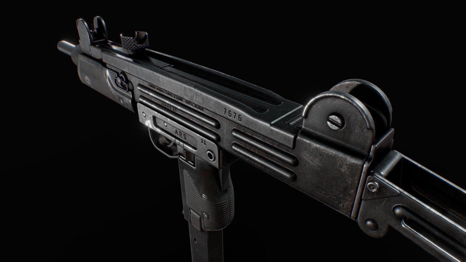 An Israeli-made submachine gun found favoured by Special Forces and criminals alike (in movie of course). Created by Uziel Gal and introduced to service in the 1954.

One texture set. Textures are in 4k. Very optimized UV with mirrored parts. TGA Texture included 3d model