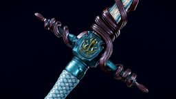 Squid Dagger hard, surface, ornament, ready, squid, weapon, game, 3d, blender, hardsurface, free, sword, dagger, gameready