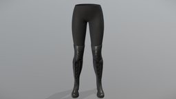 Female Futuristic Rider Pants And Boots leather, flat, fashion, motorbike, girls, clothes, pants, biker, shoes, boots, rider, womens, riding, wear, calf, pbr, horse, low, poly, futuristic, female, black, jodhpur