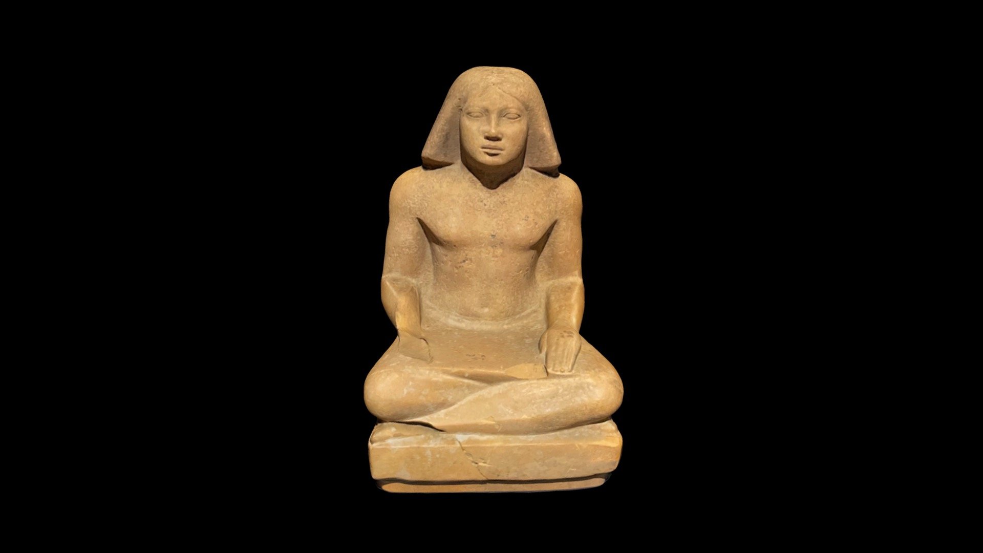 Egyptian Old Kingdom, Dynasty 4, reign of Menkaura 2490–2472 B.C. Findspot: Egypt, Giza, Menkaura Cemetery, MQ 1

Height x width x depth: 30.5 x 21.5 x 16 cm (12 x 8 7/16 x 6 5/16 in.)

Harvard University—Boston Museum of Fine Arts Expedition

Museum of Fine Arts 13.3140

Buff limestone

https://collections.mfa.org/objects/140748/prince-khuenra-as-a-scribe?ctx=cb087c9a-ab9a-4c1e-94b7-e6b24951068b&amp;idx=0

Created with Polycam by Peter Der Manuelian, July 7, 2023

This model should be used for non-commercial, study purposes only 3d model