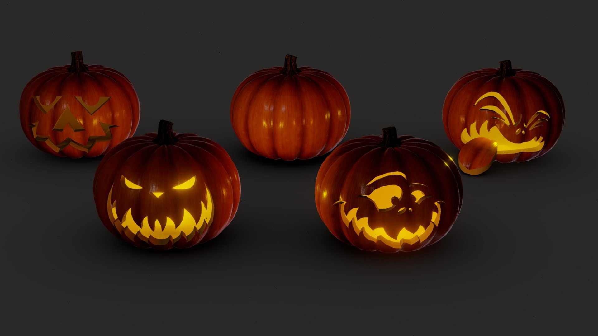 Halloween Pumpkins - 3D model by zizian 3d model
