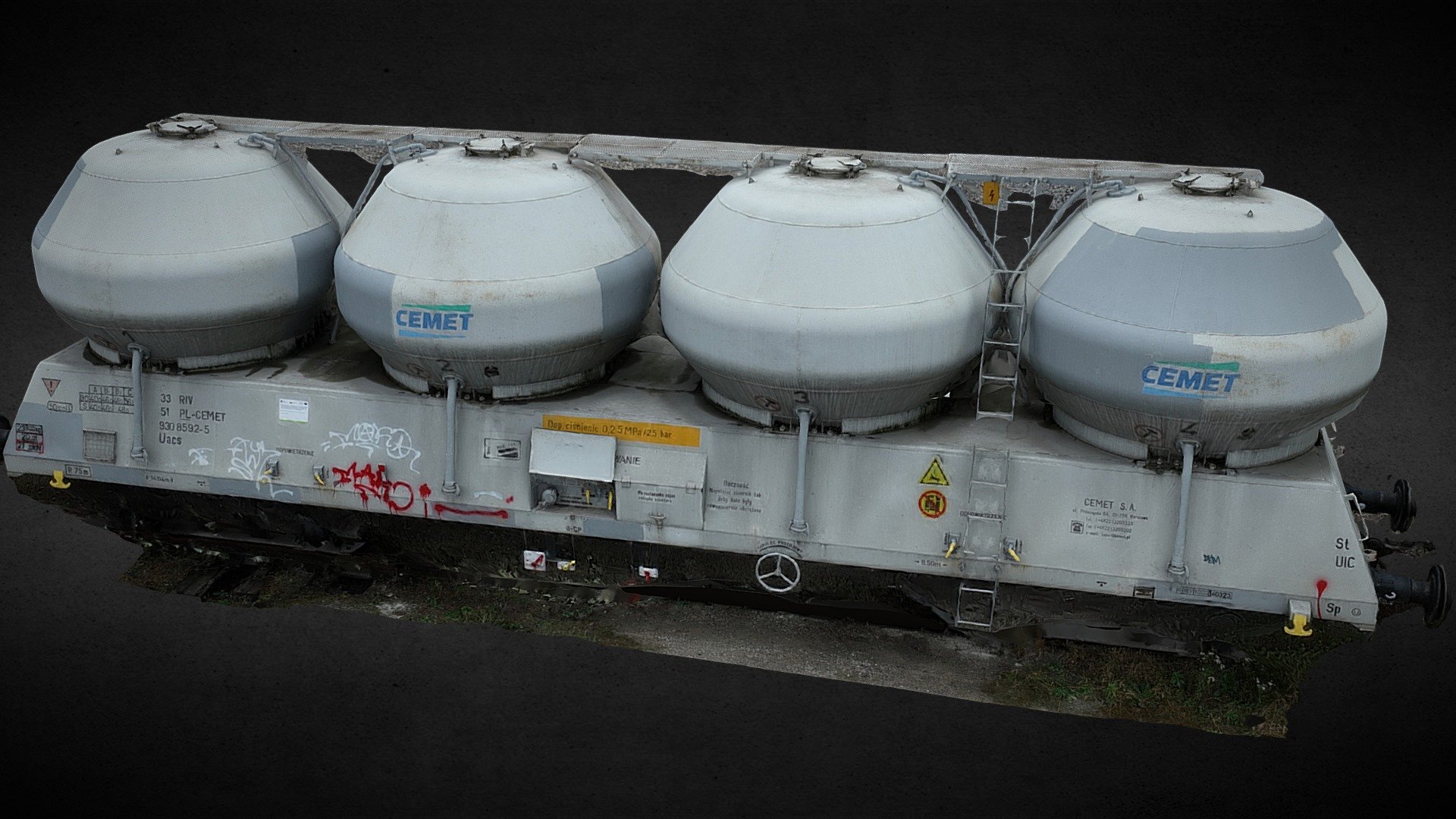 midpoly optimized mesh
maps 8k: BaseColor
maps 4k: Roughness, Disp, Nrm, Ao - cement train industrial cargo photoscan - Buy Royalty Free 3D model by scanforge (@looppy) 3d model