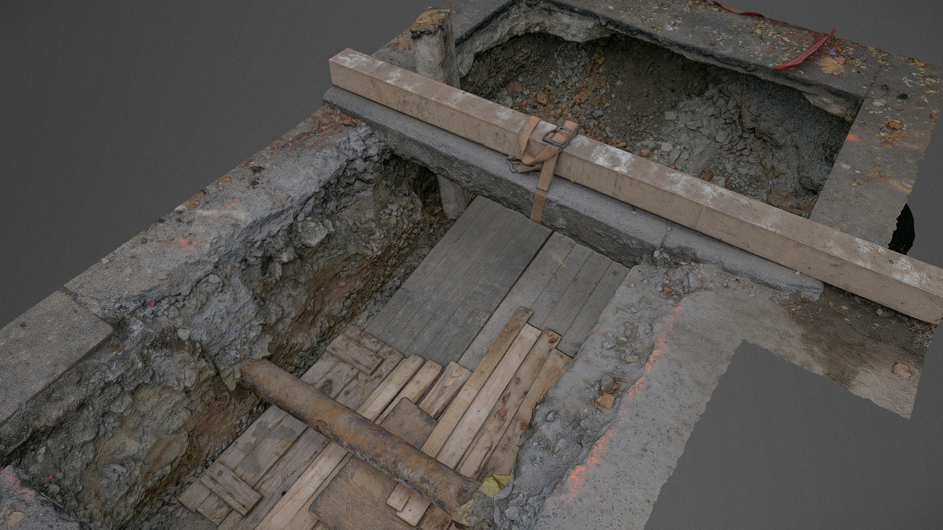 Construction dig site excavation, rusty heating hot water and natural gas pipe pipeline street reconstruction ground earth work inspection damaged

Photogrammetry scan (180x36MP), 4x8K texture - Heating pipe dig - Buy Royalty Free 3D model by matousekfoto 3d model