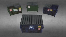 Dumpster (low-poly, game-ready) urban, unreal, dumpster, trash, gta, garbage, grandtheftauto, game-ready, cityscape, unreal-engine, game-asset, pbr-texturing, substancepainter, maya, low-poly, pbr, city, city-props, cityprop