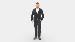 Man In Black Suit Top Jeans 0837 suit, style, people, clothes, jeans, miniatures, realistic, character, 3dprint, model, man
