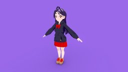 Cartoon style woman character casual, hoodie, womancharacter, cartoon, anime