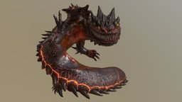 Salamander indie, medieval, fire, mythic, scuplt, indiegame, substance-painter, creature, zbrush, fantasy, dragon